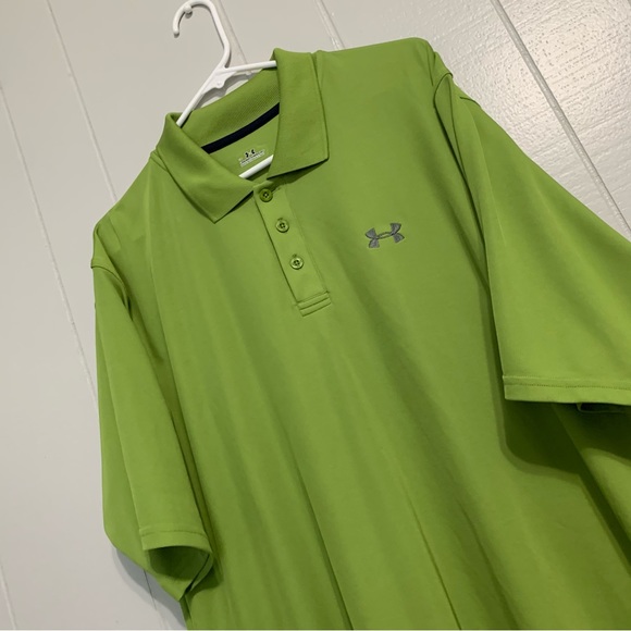 Men’s Green Under Armour Short Sleeve Tech Polo Performance Top - Picture 3 of 7